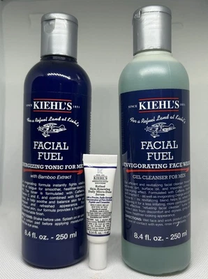 Очищающее средство и тоник для лица Kiehl's Facial Fuel для мужчин ПЛЮС бесплатный образец. Запечатанный - Изображение 1 из 4