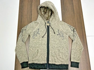 Miss Me Womens Size M Full Zip Hoodie Fleece Jacket Coat Faux Fur Jeweled - Image 1 of 4