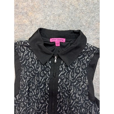 Vestido Betsey Johnson Talla 10 Negro Sin Mangas Encaje Cremallera Frontal Fiesta Cóctel Foto 1 de 4