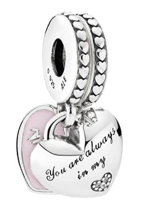 PANDORA Schmuck Charm-Anhänger Mutter & Tochter Herz Silber 792072EN40 - Picture 1 of 4