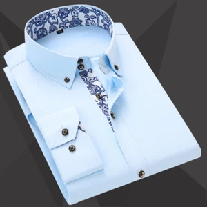 Mens Dress Shirts Clothes Long Sleeves Formal Business Button Down Casual Shirts - Picture 1 of 9