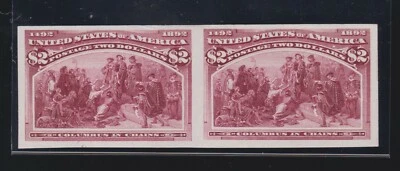 US 242P3 $2 Columbian Exposition Pair Proof on India Paper SCV $580 - Image 1 of 2