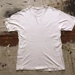 Vtg 70s / 80s Single Stitch Blank White T Shirt (Size L) Faded Distressed - Picture 1 of 9