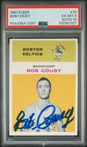 1961 Fleer 10 Bob Cousy PSA 6 EX-MT Auto 10 Signed DNA Celtics (2 Higher, Pop 5) - Picture 1 of 2