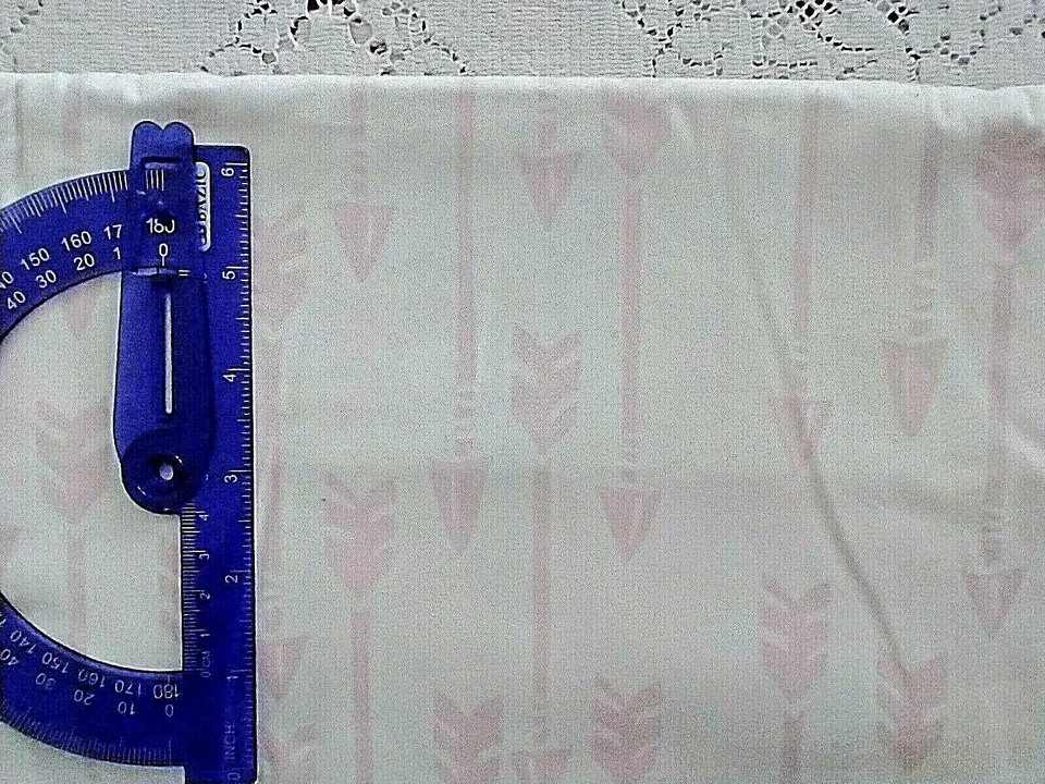 Pink Arrows on White Cotton Woven Fabric BTHY 18" x 60", New, Large Arrows - Image 1 of 3