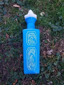 VINTAGE MCM Milk Glass, Slag Blue Decanter Bottle w Stopper Wedgewood Style D334 - Picture 1 of 15