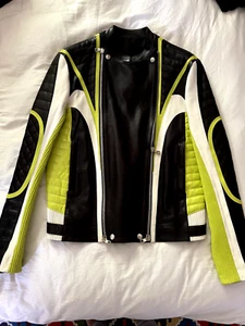 BALMAIN MOTORCYCLE TWO TONE Leather Jacket - Picture 1 of 6
