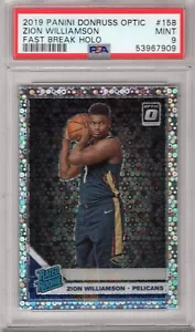 ZION WILLIAMSON 2019-20 DONRUSS OPTIC FAST BREAK HOLO RC PSA 9 MINT **PELICANS** - Picture 1 of 2