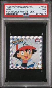 ASH Bonus Prism Sticker #PR28 Pokemon Artbox 1999 - PSA 7 - Picture 1 of 2
