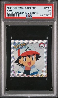 ASH Bonus Prism Sticker #PR28 Pokemon Artbox 1999 - PSA 7 - Image 1 of 2