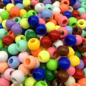 Large Big Hole Acrylic Pony Beads for jewellery making 25pcs 10x8mm Neon Pastel - Picture 1 of 16