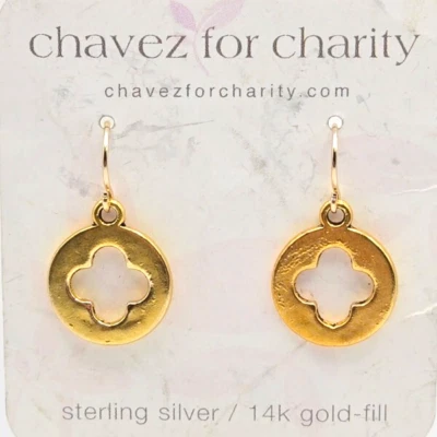 Chavez for Charity 14k Gold Filled Sterling Silver Quatrefoil Dangle Earrings - Image 1 of 4