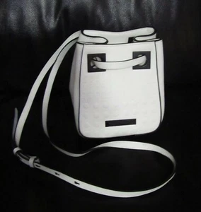 KENDALL + KYLIE Genuine White Leather Bucket 2-Way Crossbody Shoulder Bag Purse - Picture 1 of 12
