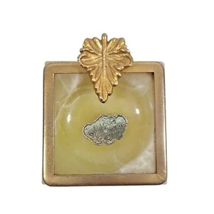 Vintage St. Louis Onyx von Argentinien gebändert goldfarben Blatt Aschenbecher Italien klein - Bild 1 von 9
