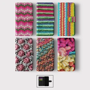 CASE FOR IPHONE 16 16E 15 14 12 12 PRO WALLET FLIP PHONE COVER WOOL YARN KNITTED - Picture 1 of 8