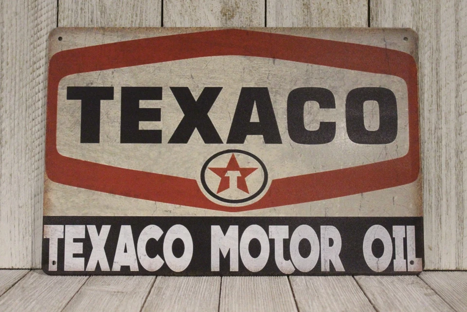 Texaco Gas Stations Tin Metal Sign Motor Oil Vintage Rustic Look Garage Mechanic - Image 1 of 4