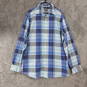 Nautica Mens sz L Blue Plaid Check Long Sleeve Shirt - Picture 1 of 9