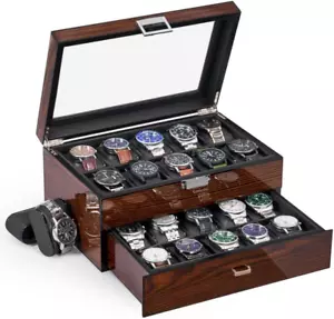 BEWISHOME Uhrenbox, 20 Fächer Uhrenetui für Herren - Luxus Uhren Organizer mit G - Bild 1 von 12