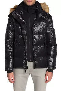 $495 Designer Rare S13 Men's Army Diesel Removable Faux Fur Hood Puff Jacket XL - Picture 1 of 7