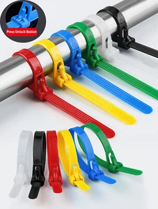 Kabelbinder Wiederverwendbar Kabelstrapse Wiederlösbar UV Verschiedene Farben - Picture 1 of 21