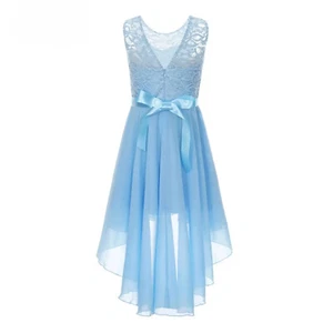 Kids Modern Dancewear Girls Sleeveless Dress with Silk Waistband Flower Girl - Picture 1 of 31