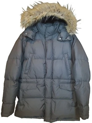 Brooks Brothers 346 Black Down Puffer Jacket Parka Faux Fur Trim Hood Men's M - Image 1 of 4