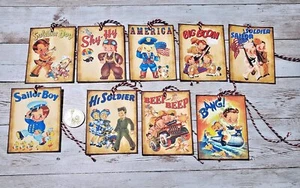 9-Retro-4 de julio-Patriótico-Diario basura-Artesanías-Cartutería de lino-Regalo-Etiquetas colgantes - Imagen 1 de 1