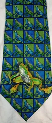 Corbata Ranas Azul Verde Cuello Corbata Marca Águila Foto 1 de 4