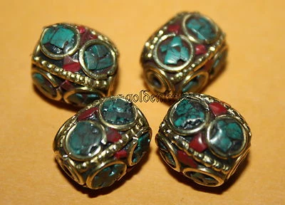 Nepal beads turquoise beads 4 Nepalese Beads Tibet Beads Bohemian beads BD919 - Image 1 of 3