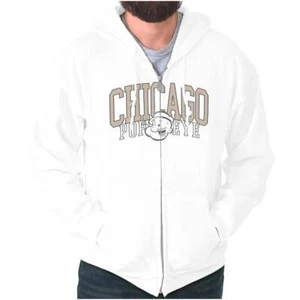 Retro Popeye the Sailor Man Chicago Varsity Sweatshirt Zip Up Hoodie Men Women - Picture 1 of 7