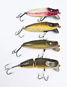 4 Paw Paw 9300 & 9300-J Runt Style Lures c 1940s - Picture 1 of 13