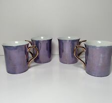 4  Iridescent Purple Hiraki Coffee Mugs Pottery Barn  Made in Japan Lusterware