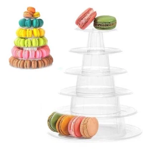 6 Tier Macaron Tower Display Stand, Messar Clear Round Macaron Tower Tray - Picture 1 of 9