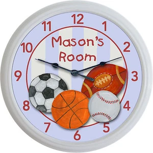Sports Baseball Football Soccer Basketball Wall Clock Custom Personalized New - Picture 1 of 1