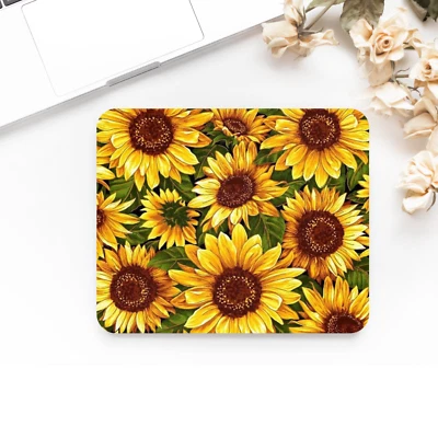 Printed Sunflowers design Anti - Slip desk mouse mat. Laptop, Office, Ipad, PC,  - Image 1 of 2