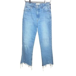 Abercrombie & Fitch Ultra High Rise Kick Flare Distressed Raw Hem Jean Size 27/4 - Picture 1 of 9