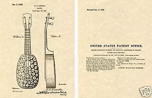 KAMAKA UKULELE US PATENT Art PrintREADY TO FRAM!! UKE Pineapple 1928 Samuel - Picture 1 of 1