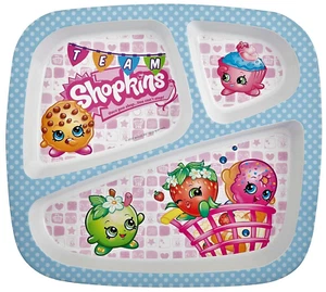 SHOPKINS 3 DISH EATING PLATE Toddler Kid DINNER LUNCH BREAKFAST Unused #9 - Picture 1 of 22