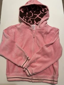 Giacca con cappuccio Gymboree Giraffe Club Love rosa velluto 5 5T con cappuccio e zip - Foto 1 di 6