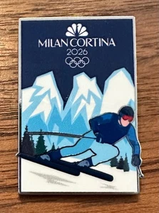 2026 Milan Cortina NBC Ski Poster Olympic Media Pin - Picture 1 of 1