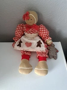18 Zoll Stoff Plüsch Lebkuchen Plätzchen Mädchen Weihnachten Regal Sitter rot kariert Kleid - Bild 1 von 5