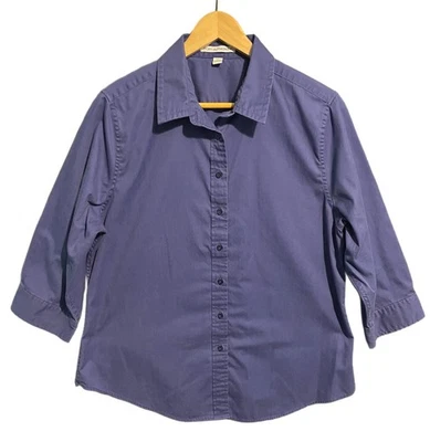 Camisa para mujer Port Authority azul manga 3/4 sin hierro con botones talla XL Foto 1 de 3