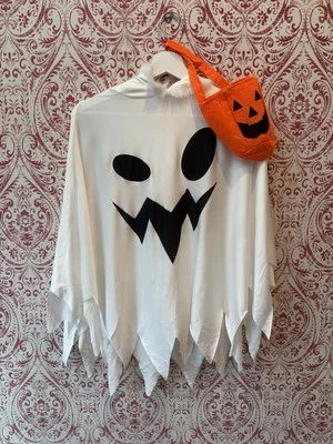 Disfraz de disfraz de Halloween con capa fantasma y cesta de calabaza para niños talla grande Foto 1 de 4