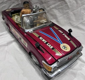 MERCEDES OLYMPIC WORLD CUP NEWS ME611 China Tin Toy Car Boxed Vintage RARE Model - Picture 1 of 24