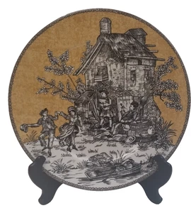 American Atelier English Toile Black Decorative Plate 10.75” Music and Dance  - Picture 1 of 2