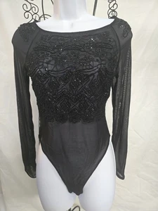 Body Victoria's Secret Negro Malla Lentejuelas Nuevo sin Etiquetas - Imagen 1 de 9
