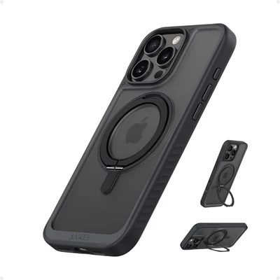 Anker Ultra Magnetic for Iphone 16 Pro Max Case with Sturdy 360° Ring Stand, Mil - Image 1 of 4