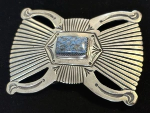 Vintage Navajo Handarbeit Sterlingsilber Türkis Western Gürtelschnalle (J-4) - Bild 1 von 5