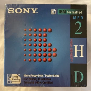 SONY Micro 3.5" Floppy Disc Double Sided IBM Formatted MFD-2HD 10 Pack NEW 1995 - Afbeelding 1 van 3