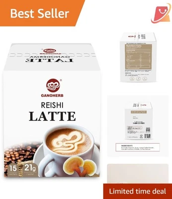 Reishi Champiñón Latte Café en Polvo Orgánico Ganoderma 11.1oz Paquete de 15 Foto 1 de 4